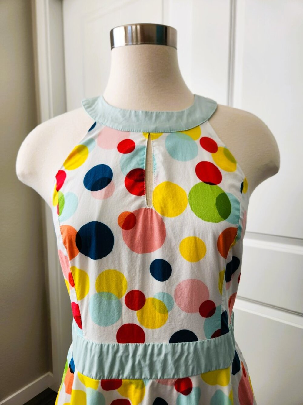 Smak Parlour Vintage Style Fit & Flare Midi Halter Dress Size L Polka Dots - Picture 6 of 10
